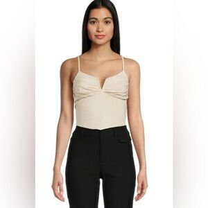 Madden NYC Women's Metallic Pleated Cami Top. Size medium. Champagne color. NWT
